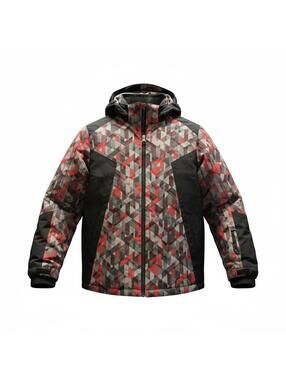 Lands' End Boys Geometric‎ Patterned Jacket with Hood SZ 10-12